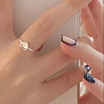 Aurora Moonstone Heart Ring - Sterling Hearts