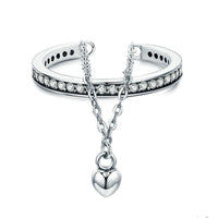 S925 Sterling Silver Heart Ring with Diamonds - Sterling Hearts