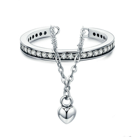 S925 Sterling Silver Heart Ring with Diamonds - Sterling Hearts