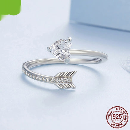 Heart With Arrow Ring - Sterling Hearts