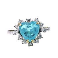 European And American Paraiba Heart-shaped Ring Women - Sterling Hearts