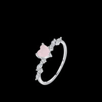 S925 Sterling Silver Pink Love Heart-shaped Ring - Sterling Hearts