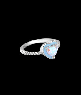 Sterling Silver Inlaid Colorful Heart-shaped Zircon Ring - Sterling Hearts