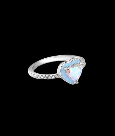 Sterling Silver Inlaid Colorful Heart-shaped Zircon Ring - Sterling Hearts
