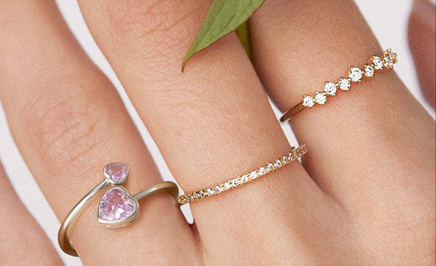 S925 Sterling Silver Ring Double-headed Cute Loving Heart Zircon Twelve-color Adjustable - Sterling Hearts
