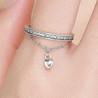 S925 Sterling Silver Heart Ring with Diamonds - Sterling Hearts