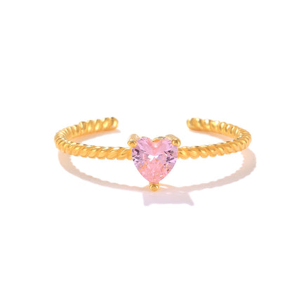 Geometric Heart-to-heart Diamond Ring - Sterling Hearts