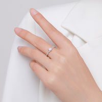 S925 Sterling Silver Pink Love Heart-shaped Ring - Sterling Hearts