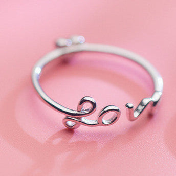 S925 Sterling Silver LOVE Heart-shaped Ring - Sterling Hearts