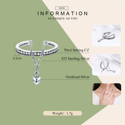 S925 Sterling Silver Heart Ring with Diamonds - Sterling Hearts