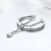 S925 Sterling Silver Heart Ring with Diamonds - Sterling Hearts