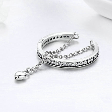 S925 Sterling Silver Heart Ring with Diamonds - Sterling Hearts