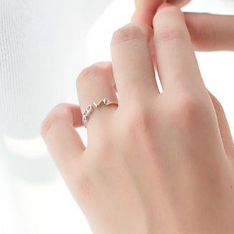S925 Sterling Silver LOVE Heart-shaped Ring - Sterling Hearts
