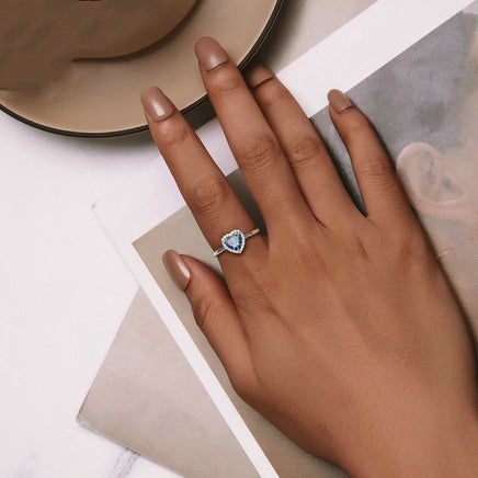Retro Colored Loving Heart Ring - Sterling Hearts
