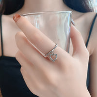 Sterling Silver Love Heart Pendant Ring - Sterling Hearts