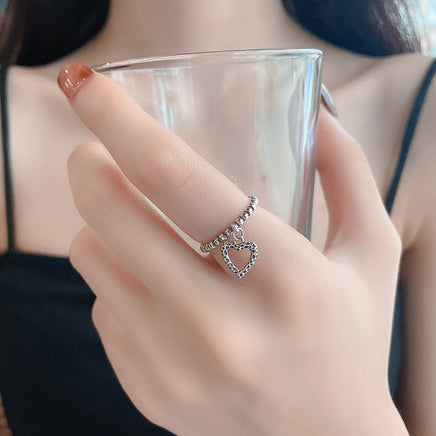 Sterling Silver Love Heart Pendant Ring - Sterling Hearts