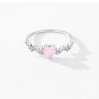 S925 Sterling Silver Pink Love Heart-shaped Ring - Sterling Hearts
