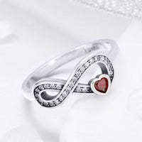 Eternal Red Ruby Heart S925 Sterling Silver Ring - Sterling Hearts