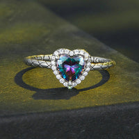 Retro Colored Loving Heart Ring - Sterling Hearts