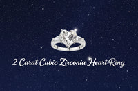 2 Carat Cubic Zirconia Heart Ring with Accent Stones - Sterling Silver 925