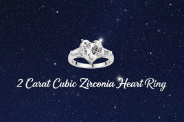 2 Carat Cubic Zirconia Heart Ring with Accent Stones - Sterling Silver 925
