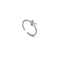 S925 Sterling Silver French Style Gang Drill Love Heart-shaped Ring - Sterling Hearts