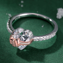 Sterling Silver Bow Heart Ring - Romantic Love Promise Band