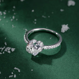 Loving Heart Zircon Bow S925 Sterling Silver Ring