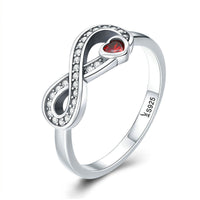 Eternal Red Ruby Heart S925 Sterling Silver Ring - Sterling Hearts