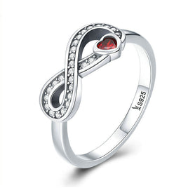 Eternal Red Ruby Heart S925 Sterling Silver Ring - Sterling Hearts