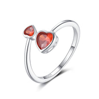 S925 Sterling Silver Ring Double-headed Cute Loving Heart Zircon Twelve-color Adjustable - Sterling Hearts
