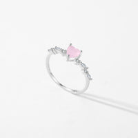 S925 Sterling Silver Pink Love Heart-shaped Ring - Sterling Hearts
