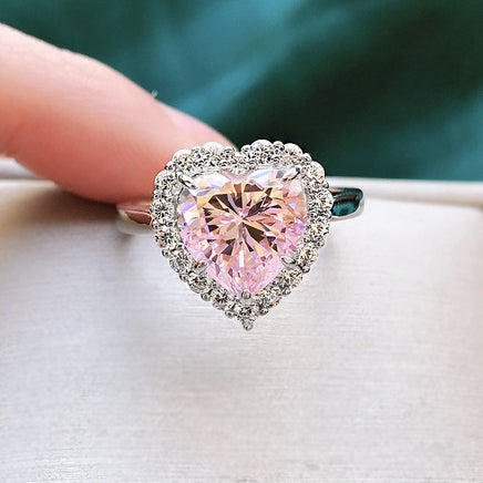 Women's Elegant Fashion Micro Set Zircon Heart Ring - Sterling Hearts