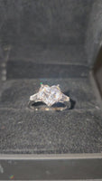 2 Carat Cubic Zirconia Heart Ring with Accent Stones - Sterling Silver 925