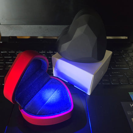 Heart-shaped Ring Box with interior LED light - Sterling Hearts