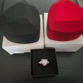 Heart-shaped Ring Box with interior LED light - Sterling Hearts