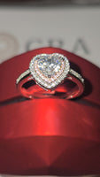 Radiant Embrace - Pink Halo Edition 1.5ct Double Halo Heart Moissanite Ring