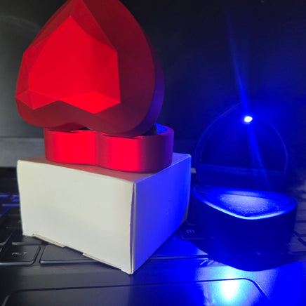 Heart-shaped Ring Box with interior LED light - Sterling Hearts